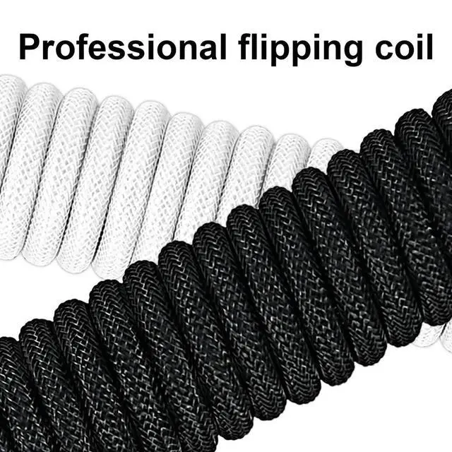 Alt view image 5 of 7 - Type C Mechanical Keyboard Coiled Cable USB Mechanical Keyboard Aviator Desktop Computer Aviation Connector Cord USB C to USB A 1.5M