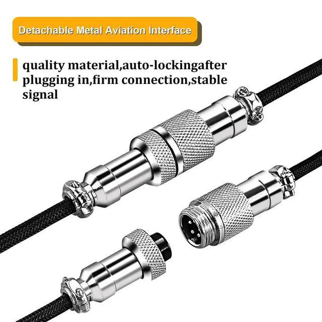Alt view image 6 of 7 - Type C Mechanical Keyboard Coiled Cable USB Mechanical Keyboard Aviator Desktop Computer Aviation Connector Cord USB C to USB A 1.5M