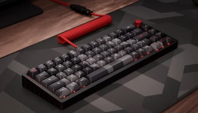 Main image of DeltaForce Aviator Coiled USB-C Cable 6 Ft GX16 Detachable Connector Custom Coiled Keyboard Cable with Paracord Sleeving USB-A to USB-C Delta Red