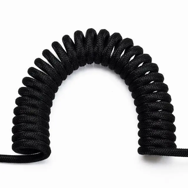 Alt view image 6 of 7 - Type-C Coiled Cable for Gaming Keyboard,Double-Sleeved Mechanical Keyboard Cable with Detachable Metal Aviator Connector,1.5M USB C to USB A. (Black)