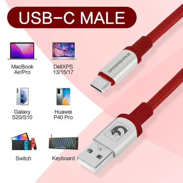 Alt view image 2 of 7 - Spiral Type-C to USB A Gaming Mechanical Keyboard Cable, Detachable Metal Aviator Fiber Braided Cable for Gaming Keyboards/Tablets/Smartphones (Red)