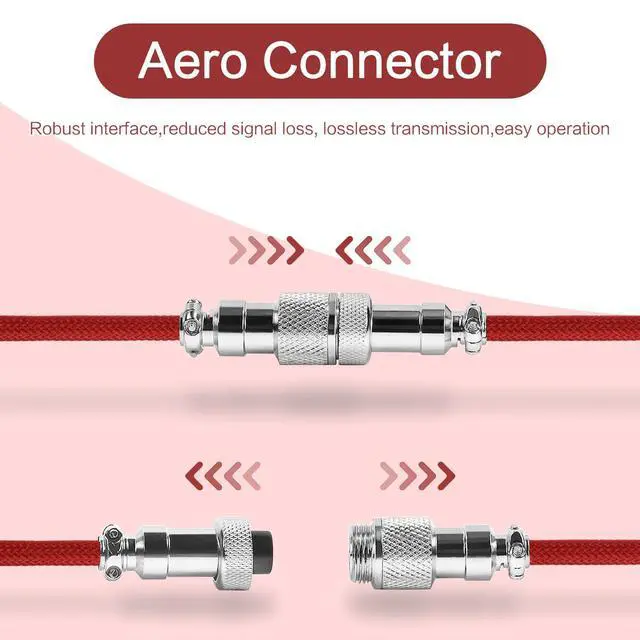 Alt view image 6 of 7 - Spiral Type-C to USB A Gaming Mechanical Keyboard Cable, Detachable Metal Aviator Fiber Braided Cable for Gaming Keyboards/Tablets/Smartphones (Red)