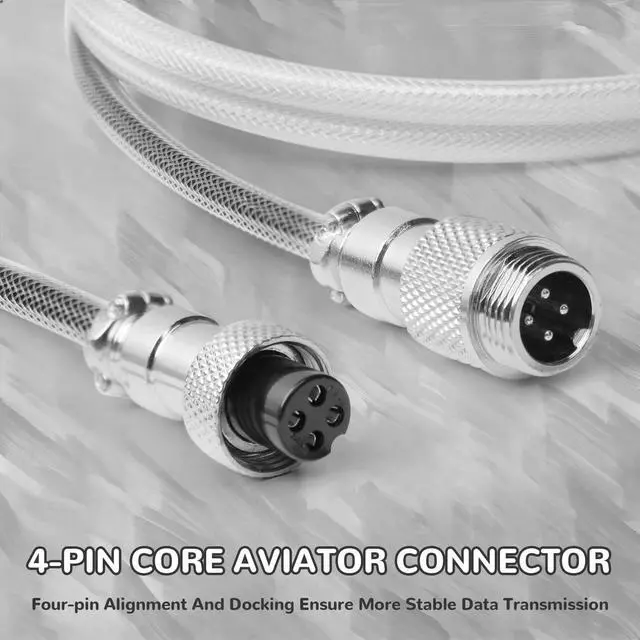 Alt view image 5 of 7 - C01 Ultimate RGB Coiled Keyboard Cable, Braided Aviation Plug USB-C 8K Sync LED Breathing Gradient, Durable Pure Copper Fast Charge for Magnetic Gaming Keyboard Gray to Black Gradient