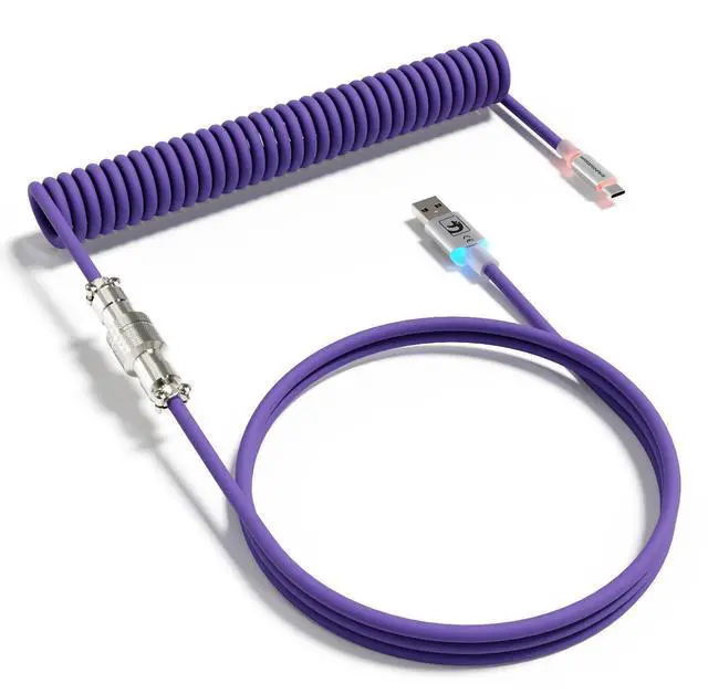 Main image of C01Ultra RGB Coiled Keyboard Cable,Pro Custom USB-C Aviator Cable for Gaming Keyboards,Stable Dual-Sleeved Design,2m Type-C to USB-A Hyper-Speed,Detachable Metal Aviator for PC Gamer,Purple
