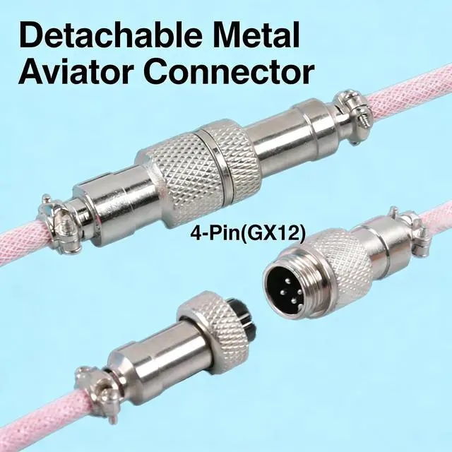 Alt view image 5 of 7 - Type-C Mechanical Keyboard Cables,1.5M Coiled USB C to USB A with Detachable Metal Aviator Connector.for Gaming Keyboard/Tablet (Black)