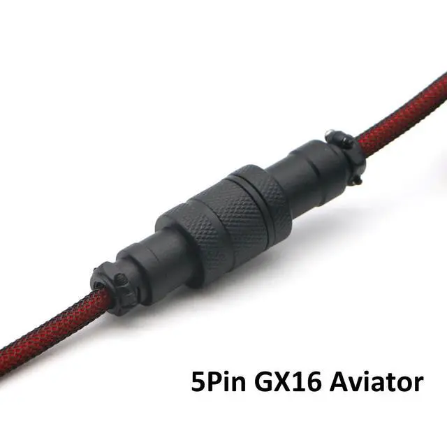 Alt view image 6 of 7 - Pro Custom Coiled USB C Cable for Gaming Keyboard, Double-Sleeved Mechanical Keyboard Cable with Detachable Metal Aviator, 1.2M USB-C to USB-A, (Dark Red)