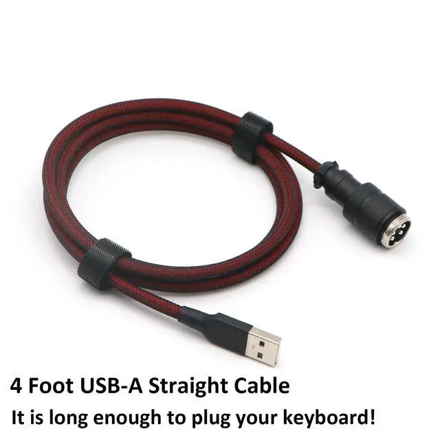 Alt view image 5 of 7 - Pro Custom Coiled USB C Cable for Gaming Keyboard, Double-Sleeved Mechanical Keyboard Cable with Detachable Metal Aviator, 1.2M USB-C to USB-A, (Dark Red)