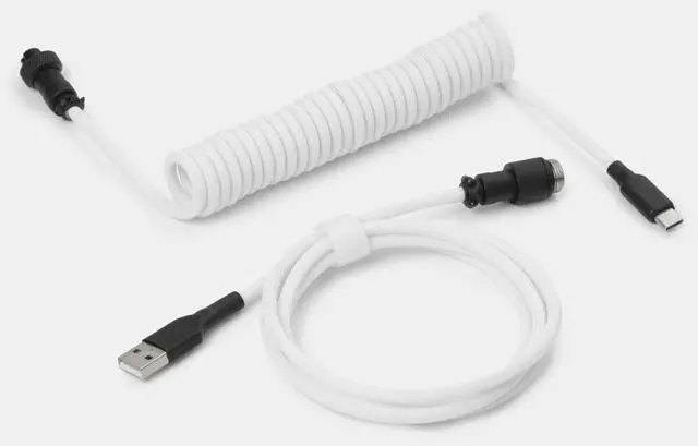 Main image of Coiled Keyboard Cable - YC8 - Black on White