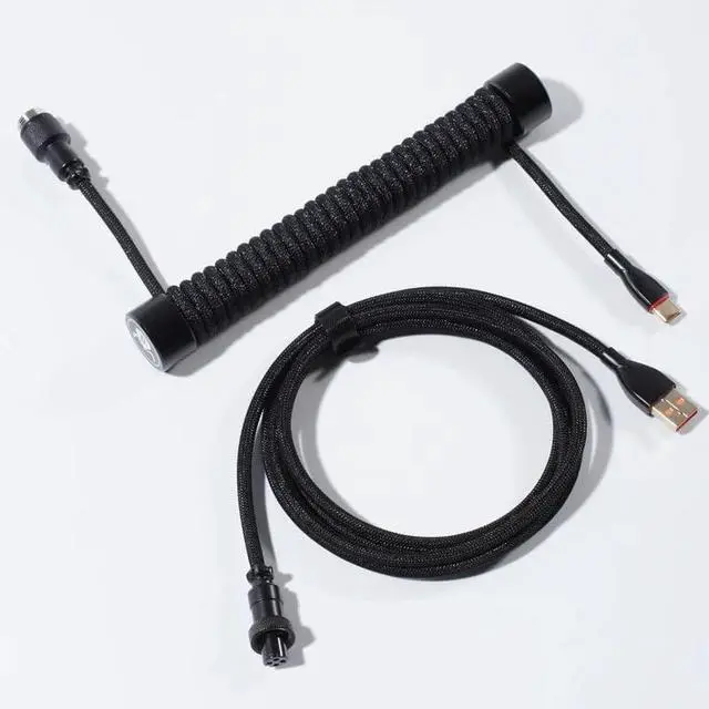 Main image of Coiled Aviator USB Cable, Suitable Mechanical Keyboard - Black