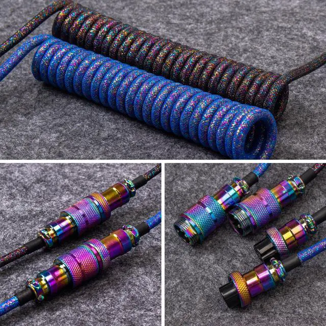 Alt view image 4 of 4 - Colorful Premium Coiled Type-C Cable Straight - Rainbow Plated Black