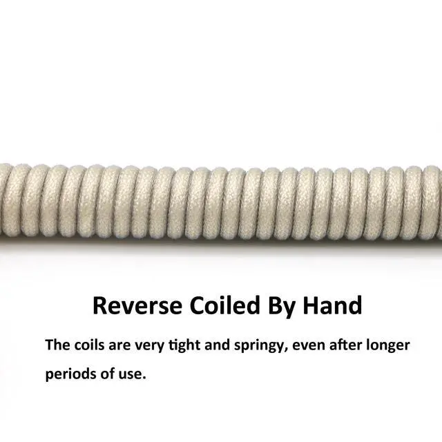 Alt view image 4 of 7 - Reverse Coiled USB-C Keyboard Cable, Double-Sleeved Mechanical Keyboard Cable with Detachable Metal Aviator, 5FT USB-C to USB-A (Carbon)