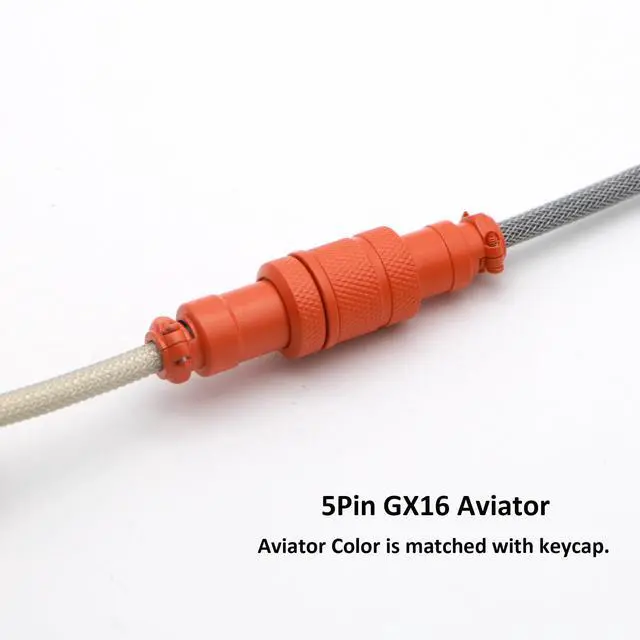 Alt view image 6 of 7 - Reverse Coiled USB-C Keyboard Cable, Double-Sleeved Mechanical Keyboard Cable with Detachable Metal Aviator, 5FT USB-C to USB-A (Carbon)