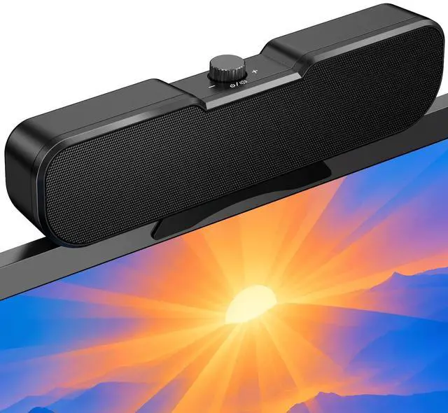 Main image of Computer Speakers for Desktop PC, Easy Volume Knob, Sturdy Clamp, Clear Loud Sound, Laptop Speakers with Compact Design, USB/USB C Adapter for Power and Audio(Black)