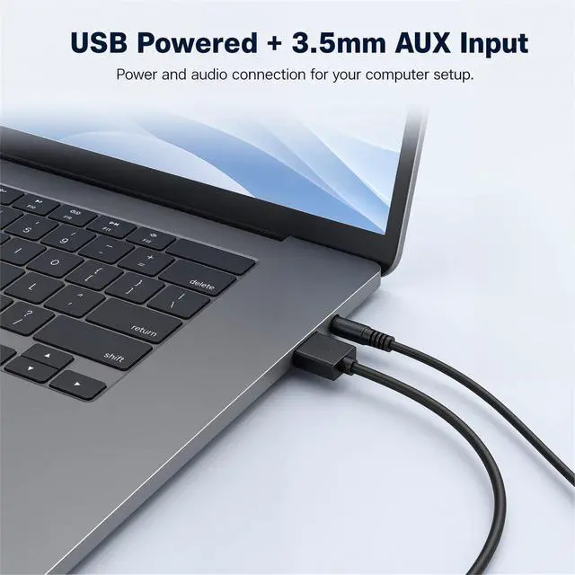 Alt view image 6 of 7 - Computer Speaker, Compact Size Speaker with Headphone Jack, Volume Control, Stereo 2.0 USB Powered 3.5mm Aux Multimedia Speakers for Laptop/Desktop/Tablets/Phone