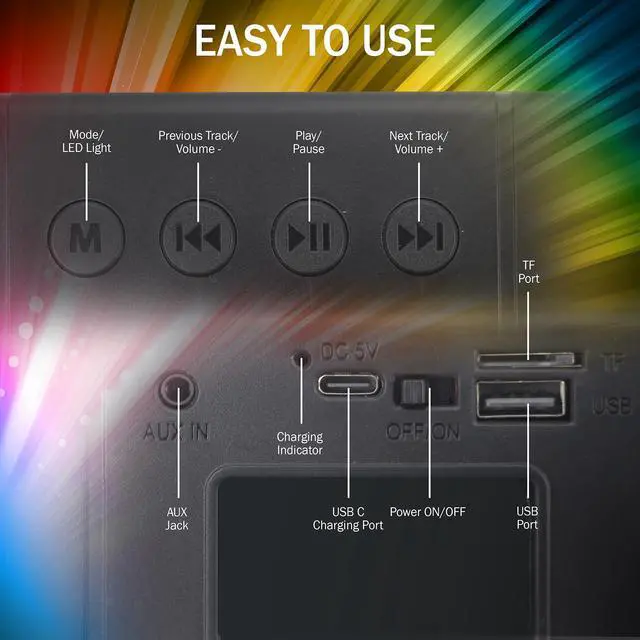 Alt view image 2 of 7 - MMA4020 Portable Speaker Soundbar with Bluetooth 5.0, Patented Vibrant LED Light Display, True 16 Watts RMS Sound, USB, TFT Playback, Great for Gaming, Stereo (Medium)