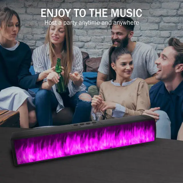 Alt view image 4 of 7 - MMA4020 Portable Speaker Soundbar with Bluetooth 5.0, Patented Vibrant LED Light Display, True 16 Watts RMS Sound, USB, TFT Playback, Great for Gaming, Stereo (Medium)