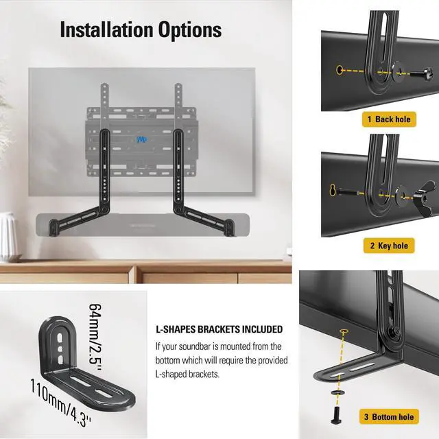Alt view image 5 of 7 - Soundbar Mount Bracket Fits Most of Soundbars up to 15 Lbs