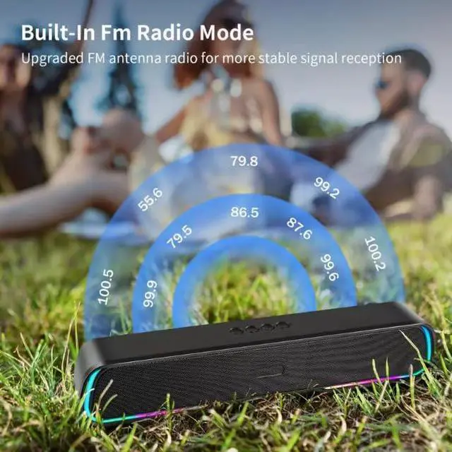 Alt view image 5 of 7 - Bluetooth Computer Soundbar Speakers, Rechargeable Gaming Sound Bar with RGB, Support FM Radio/TF Card/AUX/USB Playback, Speakers for Desktop, Laptop, TV, Phone, HD Stereo Loud Sound, Punchy Bass