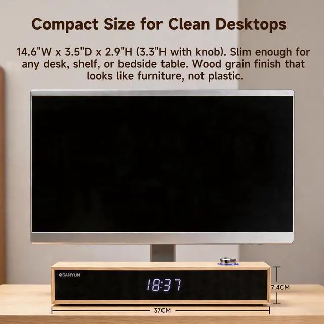 Alt view image 2 of 7 - SW012 Desktop PC Soundbar, USB-C for Power and Audio & Bluetooth 5.4