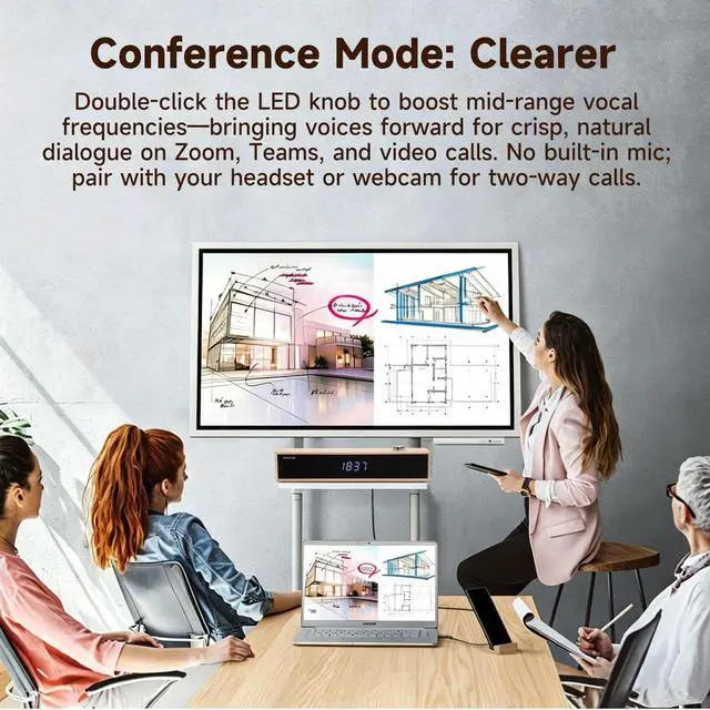 Alt view image 5 of 7 - SW012 Desktop PC Soundbar, USB-C for Power and Audio & Bluetooth 5.4