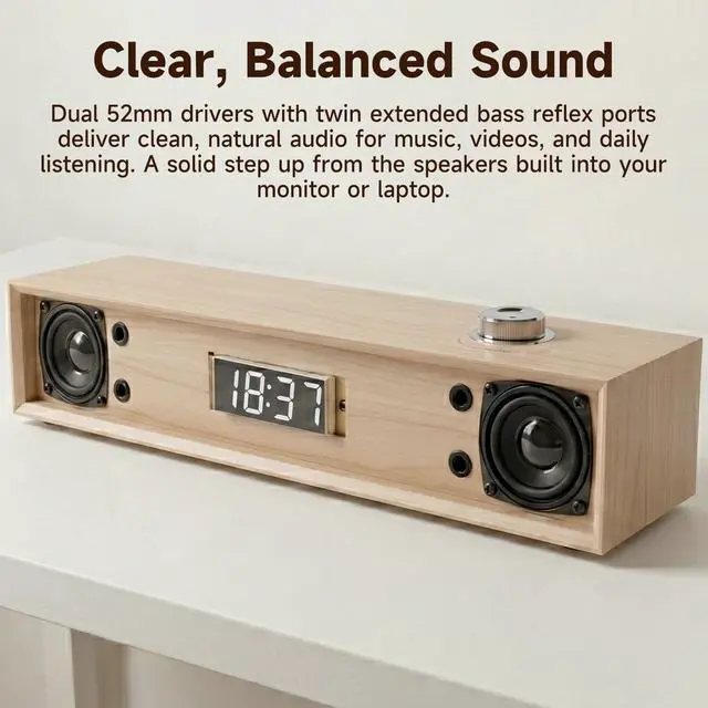 Alt view image 6 of 7 - SW012 Desktop PC Soundbar, USB-C for Power and Audio & Bluetooth 5.4