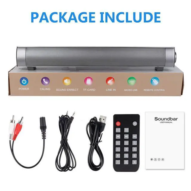 Alt view image 5 of 7 - Sound Bar, Bluetooth 5.0 Wired/Wireless Speaker, Built-in Mic