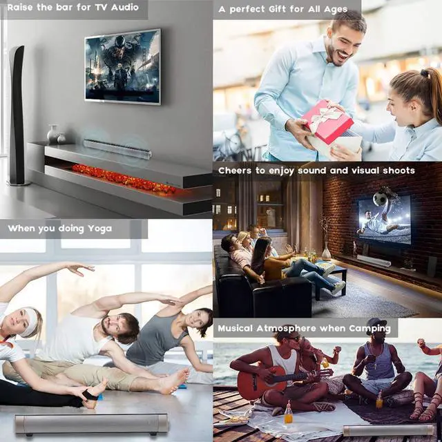 Alt view image 7 of 7 - Sound Bar, Bluetooth 5.0 Wired/Wireless Speaker, Built-in Mic