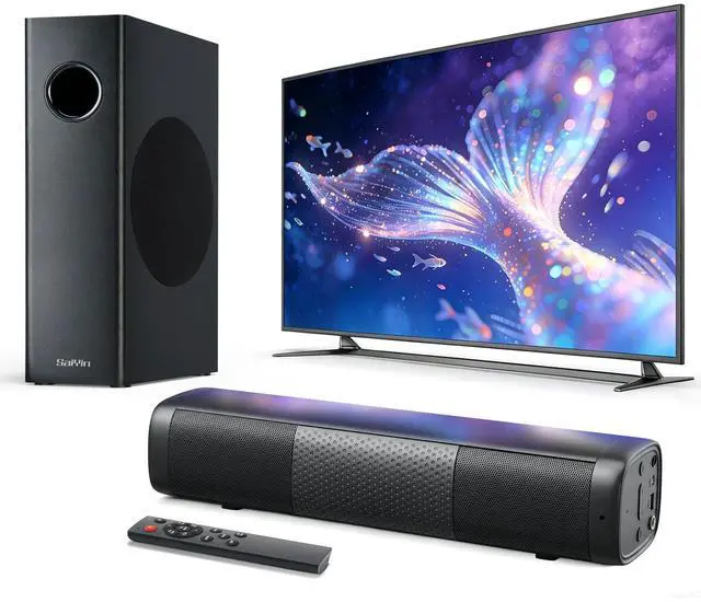 Main image of 11.7" Sound Bar with Subwoofer, Deep Bass, Bluetooth/AUX/Optical