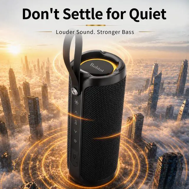 Alt view image 3 of 7 - Portable Bluetooth Speaker 15W, IPX6, Black