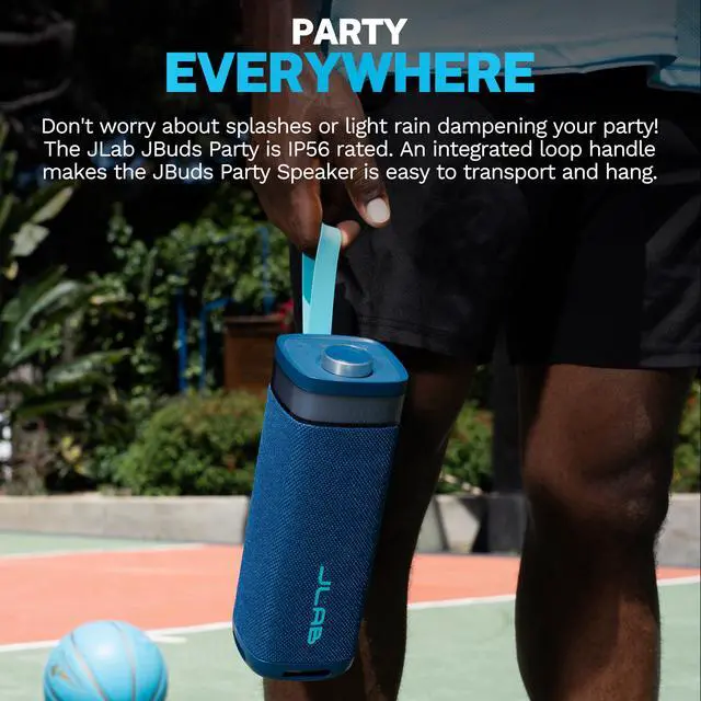 Alt view image 6 of 7 - JBuds Party, Portable Bluetooth Speaker, Waterproof, RGB Lighting, Multi-Speaker Connect, Navy