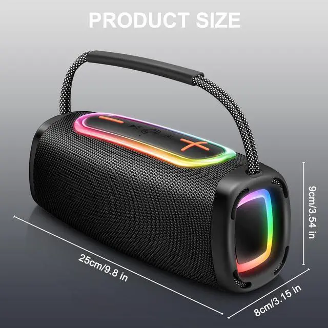 Alt view image 6 of 7 - 2026 Outdoor Bluetooth BT5.4 Speaker: 60W Loud Sound, IPX7 Waterproof with 40H Playtime, Bass, TWS, 6000mAh Portable Wireless Speakers with RBG Light Show for House, Party, Projector, Beach (Black)