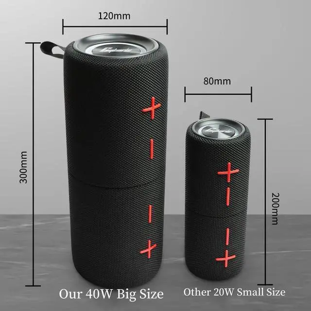 Alt view image 2 of 7 - 2 in 1 Portable Splittable 40W Dual Bluetooth Speaker, Waterproof Split Wireless Speaker V5.3 with Deep Bass Loud Stereo Sound, 24H Playtime, True Wireless Pairing for Home, Outdoor or Travel