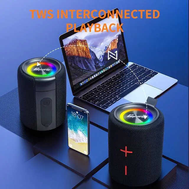 Alt view image 4 of 7 - 2 in 1 Portable Splittable 40W Dual Bluetooth Speaker, Waterproof Split Wireless Speaker V5.3 with Deep Bass Loud Stereo Sound, 24H Playtime, True Wireless Pairing for Home, Outdoor or Travel