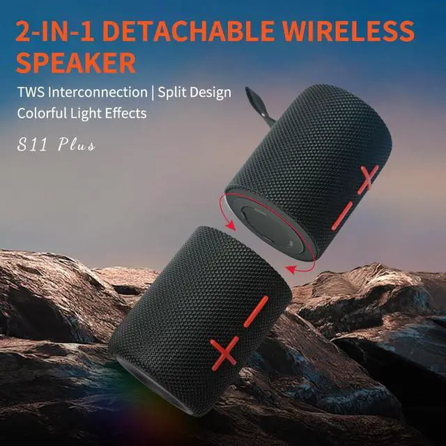 Alt view image 3 of 7 - 2 in 1 Portable Splittable 40W Dual Bluetooth Speaker, Waterproof Split Wireless Speaker V5.3 with Deep Bass Loud Stereo Sound, 24H Playtime, True Wireless Pairing for Home, Outdoor or Travel