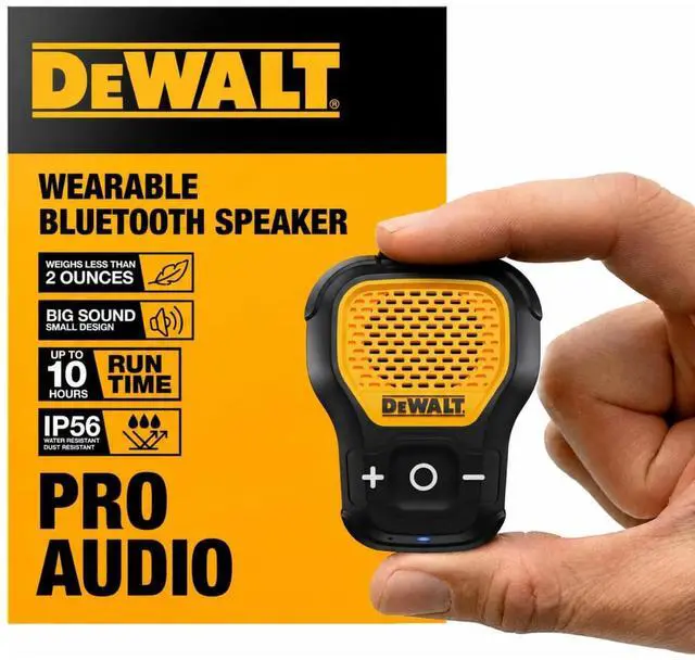 Main image of Wearable Bluetooth Speaker, Clip-On Wireless Jobsite Pro, (Yellow)
