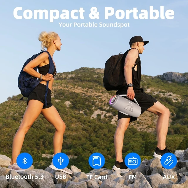 Alt view image 7 of 7 - Speakers Bluetooth Wireless 60W 20H IPX6 Outdoor Camping Beach 60W Max Loud Portable Speaker with Bass 20H Playtime, IPX6 Waterproof, Dual Pairing, Perfect for Outdoor Camping Beach Party