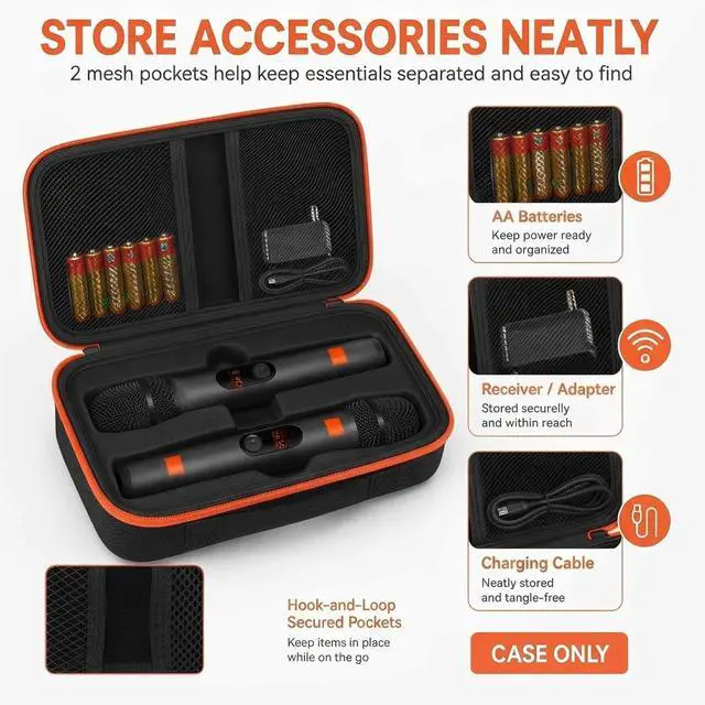 Alt view image 4 of 7 - Dual Microphone Case for JBL PartyBox Wireless Mic, Case Only