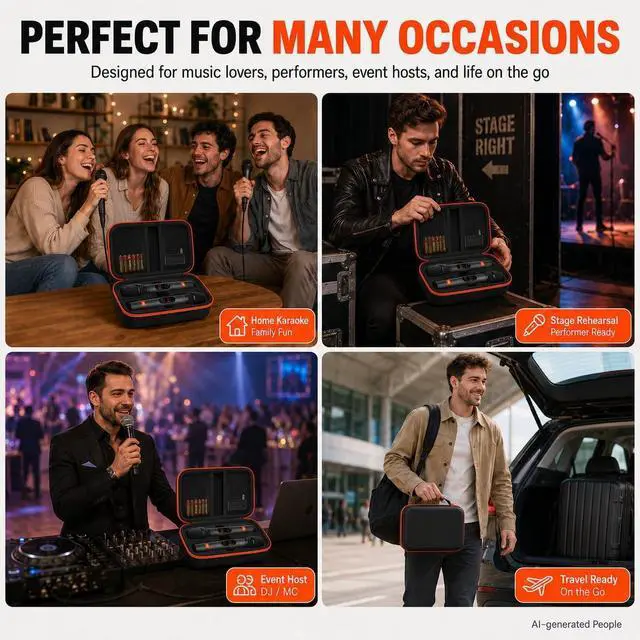 Alt view image 6 of 7 - Dual Microphone Case for JBL PartyBox Wireless Mic, Case Only