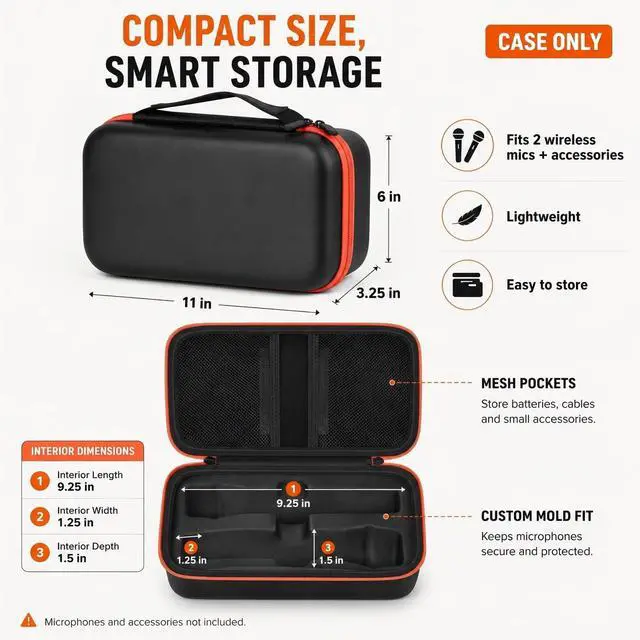 Alt view image 5 of 7 - Dual Microphone Case for JBL PartyBox Wireless Mic, Case Only