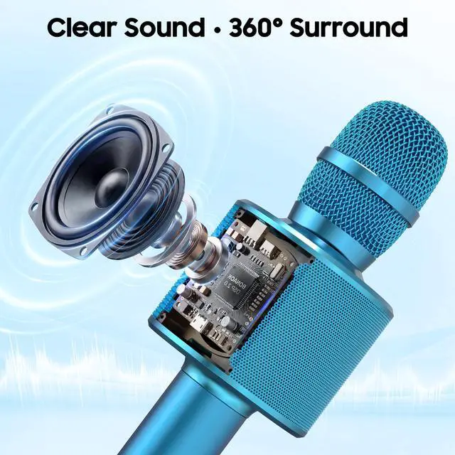 Alt view image 2 of 7 - Wireless Bluetooth Karaoke Microphone,3-in-1 Portable Handheld Karaoke Mic Speaker Machine Birthday Home Party for PC or All Smartphone (Q37 Blue)