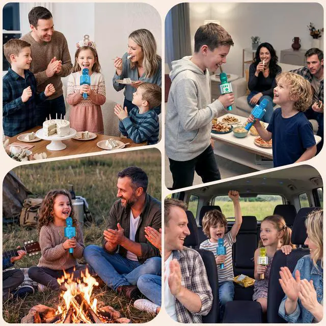 Alt view image 7 of 7 - Wireless Bluetooth Karaoke Microphone,3-in-1 Portable Handheld Karaoke Mic Speaker Machine Birthday Home Party for PC or All Smartphone (Q37 Blue)