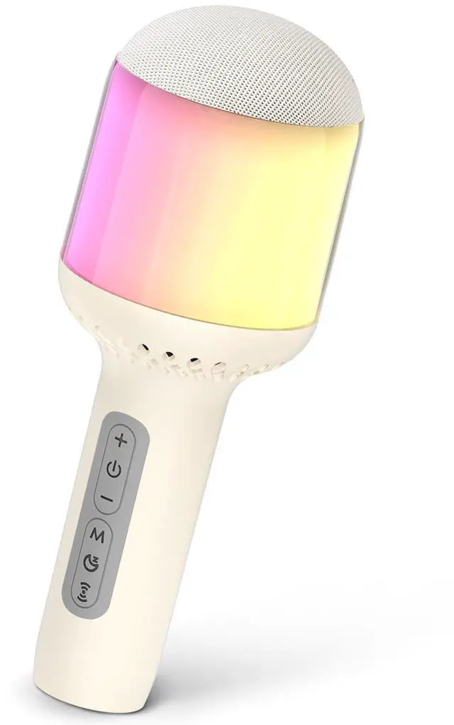 Main image of Wireless Bluetooth Karaoke Microphone with Dynamic Lights, Portable Handheld Mic, 6 Sound Effects, 10H Battery, Perfect for Kids Singing, Home Parties, Duet - Gift Idea, Works with All Smartphones