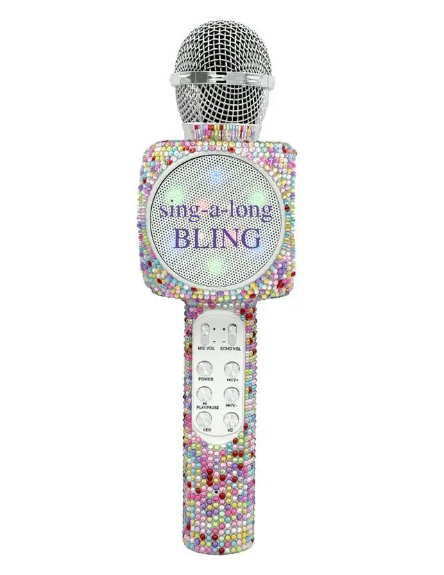 Alt view image 4 of 4 - Sing-Along Bling Bluetooth Karaoke Microphone with LED for Karaoke Speaker
