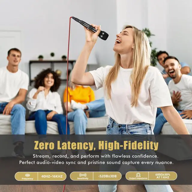 Alt view image 5 of 7 - Dynamic Microphone - Professional Vocal Microphone for Singing - Handheld Wired Microphone with 16ft XLR to 1/4" Audio Cable - Mic for Speaking, Karaoke & Living Stage