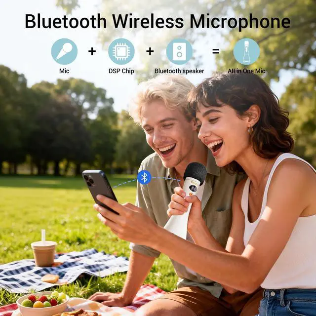 Alt view image 6 of 7 - Bluetooth Microphone & Voice Amplifier, 15W Wireless Handheld Mic with Speaker LED Display, 4 Modes, Noise Canceling, Portable PA System for Teaching Singing Speaking Karaoke Wedding - DA10