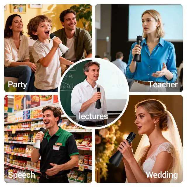 Alt view image 7 of 7 - Bluetooth Microphone & Voice Amplifier, 15W Wireless Handheld Mic with Speaker LED Display, 4 Modes, Noise Canceling, Portable PA System for Teaching Singing Speaking Karaoke Wedding - DA10