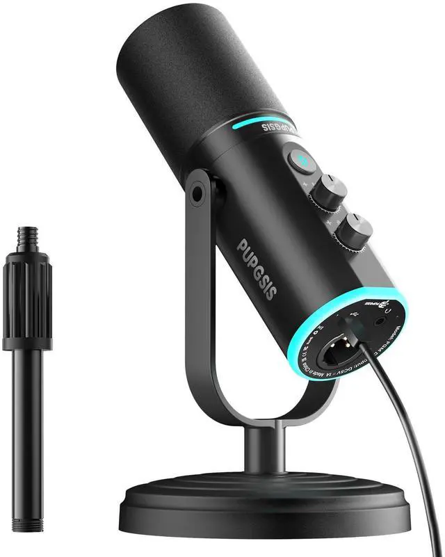 Main image of Podcast Dynamic Microphone, XLR/USB Recording PC Microphones for Broadcast, Podcast, Recording, Gaming & Streaming, Studio Mic with Mute, Headphone Jack, Monitoring Volume Control, Windscreen