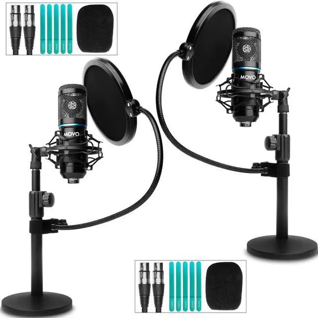 Main image of PodPak2T 2-Pack Universal XLR Condenser Microphone Podcasting Equipment Bundle for 2 - Includes 2 Cardioid Mics, Desktop Stands, Shock Mounts, Pop Filters and Cables - Podcast and YouTube Kit