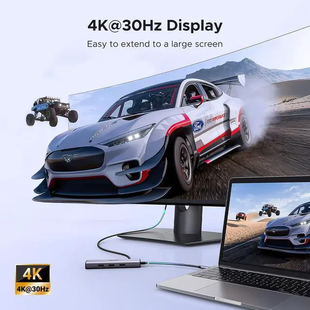 Alt view image 3 of 7 - Revodok 6 in 1 USB C Hub Gigabit Ethernet Adapter with 4K HDMI