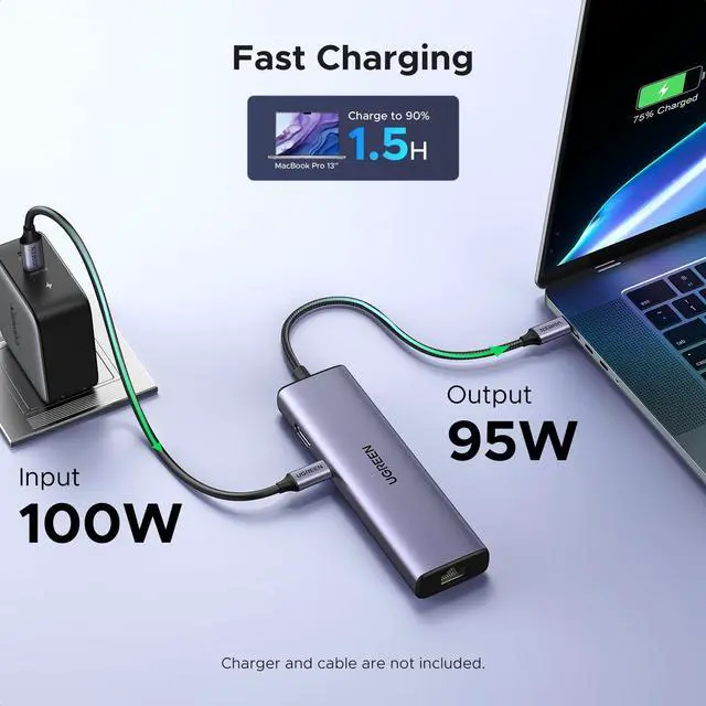 Alt view image 4 of 7 - Revodok 6 in 1 USB C Hub Gigabit Ethernet Adapter with 4K HDMI